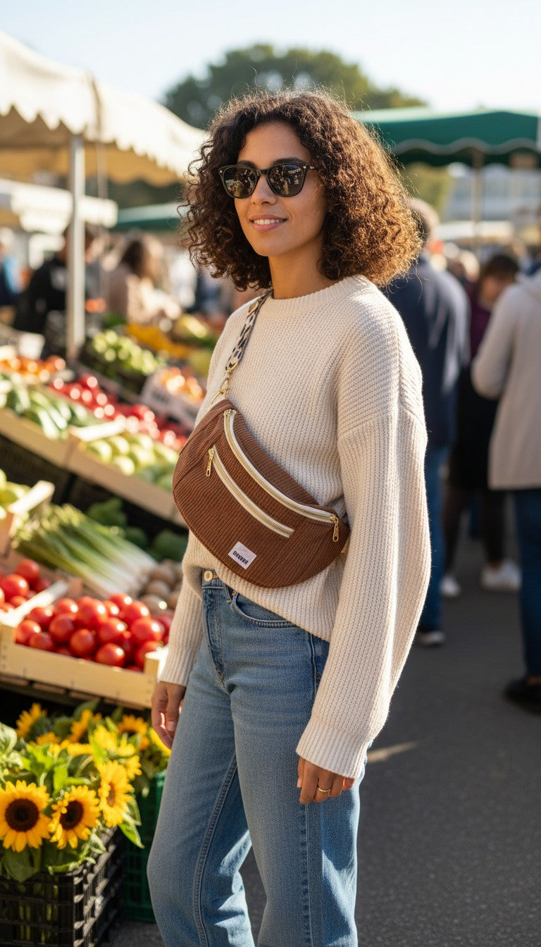 BANANE VELOURS CÔTELÉ & SANGLE PERSONNALISABLE | XS