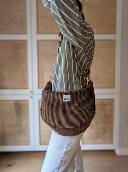 SAC HOBO VELOURS CÔTELÉ & SANGLE PERSONNALISABLE | L