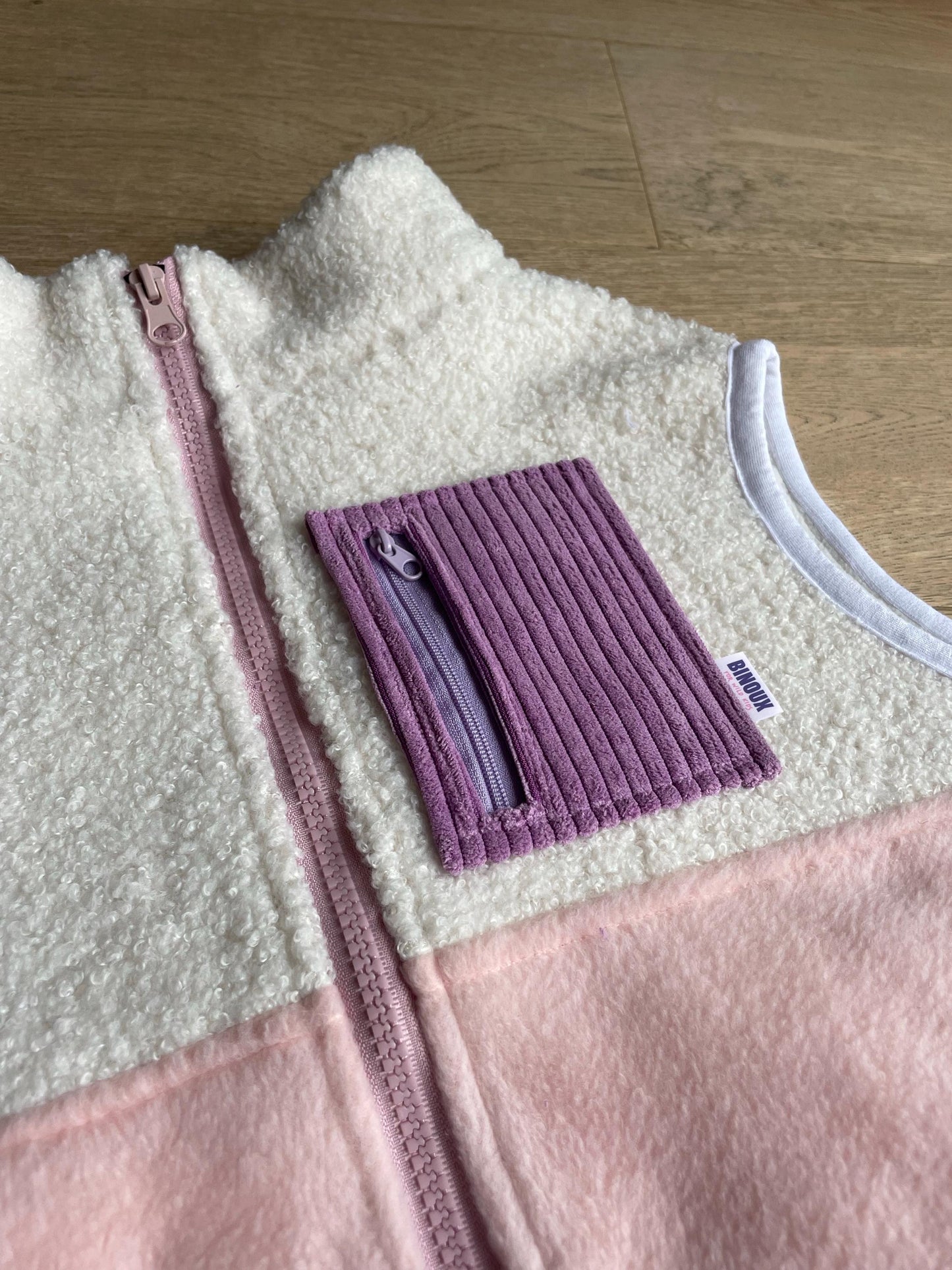 VESTE POLAIRE SANS MANCHE BI-COLOR SHERPA ÉCRU & POLAIRE | ADULTE