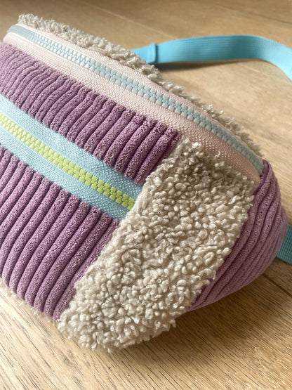 BANANE VELOURS CÔTELÉ VIOLET & SHERPA BEIGE | XS