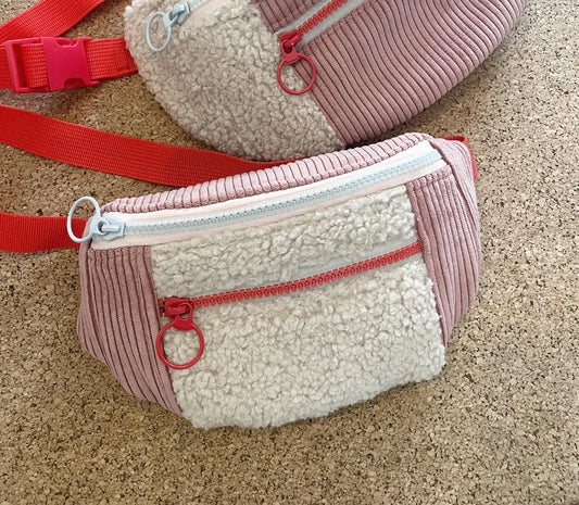 BANANE VELOURS CÔTELÉ BLUSH & SHERPA BEIGE | XS