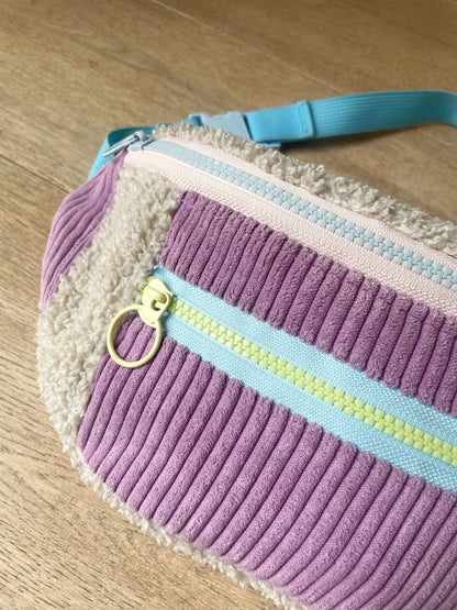 BANANE VELOURS CÔTELÉ VIOLET & SHERPA BEIGE | XL