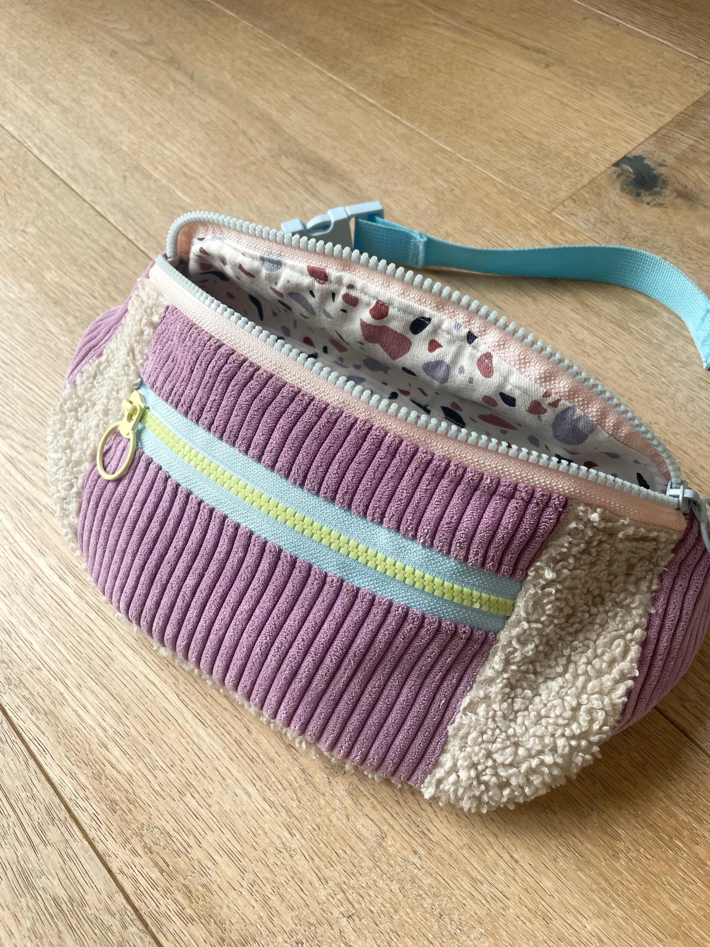 BANANE VELOURS CÔTELÉ VIOLET & SHERPA BEIGE | XS