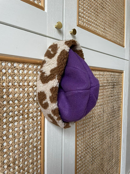 BONNET SHERPA LÉOPARD & VIOLET  | ENFANT