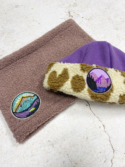 BONNET SHERPA LÉOPARD & VIOLET  | ENFANT