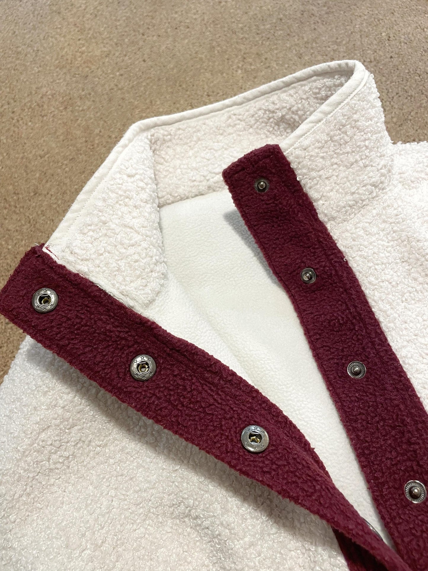 SWEAT POLAIRE BI-COLOR SHERPA ÉCRU & BORDEAUX | ADULTE