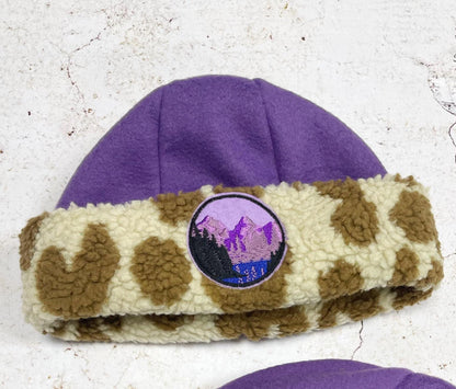 BONNET SHERPA LÉOPARD & VIOLET  | ENFANT