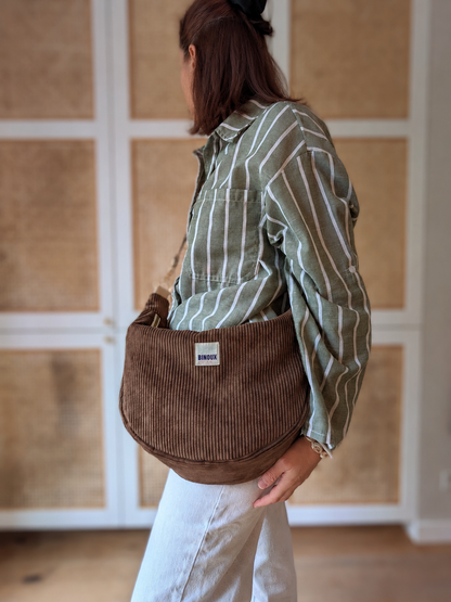 SAC HOBO VELOURS CÔTELÉ & SANGLE PERSONNALISABLE | L