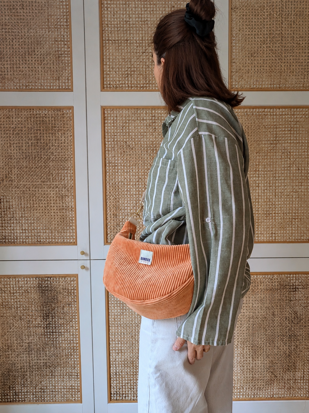 SAC HOBO VELOURS CÔTELÉ & SANGLE PERSONNALISABLE | M