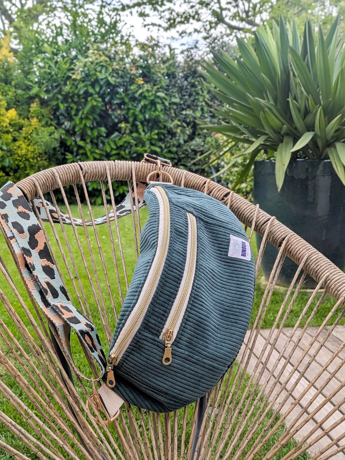 DUO BANANES VELOURS CÔTELÉ & SANGLE PERSONNALISABLE | MINI ET MAXI