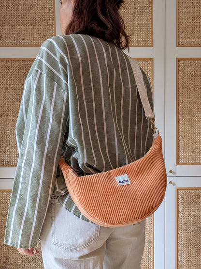 SAC HOBO VELOURS CÔTELÉ & SANGLE PERSONNALISABLE | M
