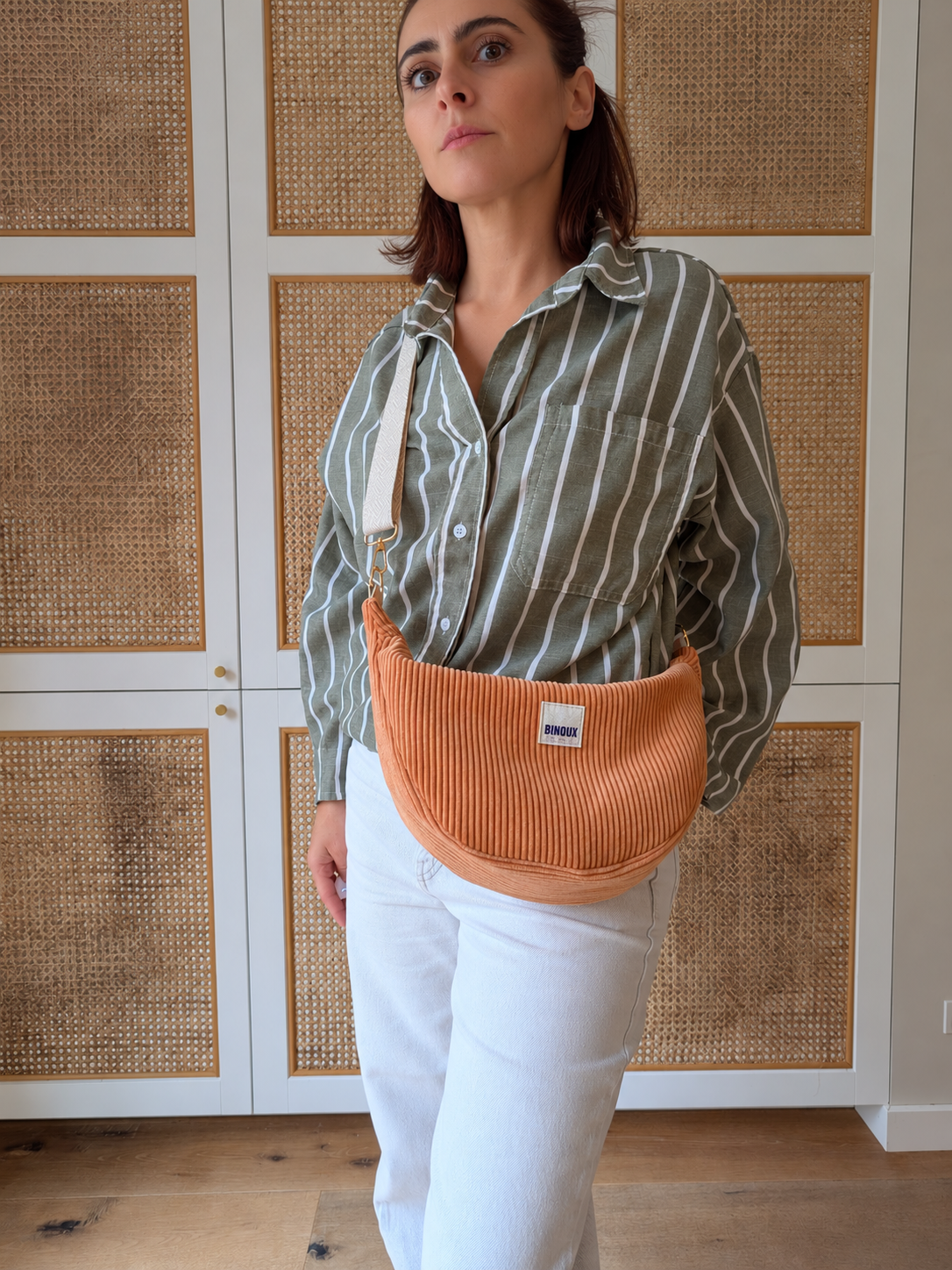 SAC HOBO VELOURS CÔTELÉ & SANGLE PERSONNALISABLE | M