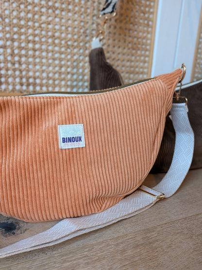 SAC HOBO VELOURS CÔTELÉ & SANGLE PERSONNALISABLE | L