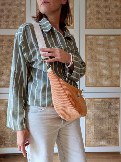 SAC HOBO VELOURS CÔTELÉ & SANGLE PERSONNALISABLE | M