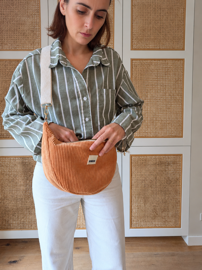 SAC HOBO VELOURS CÔTELÉ & SANGLE PERSONNALISABLE | M